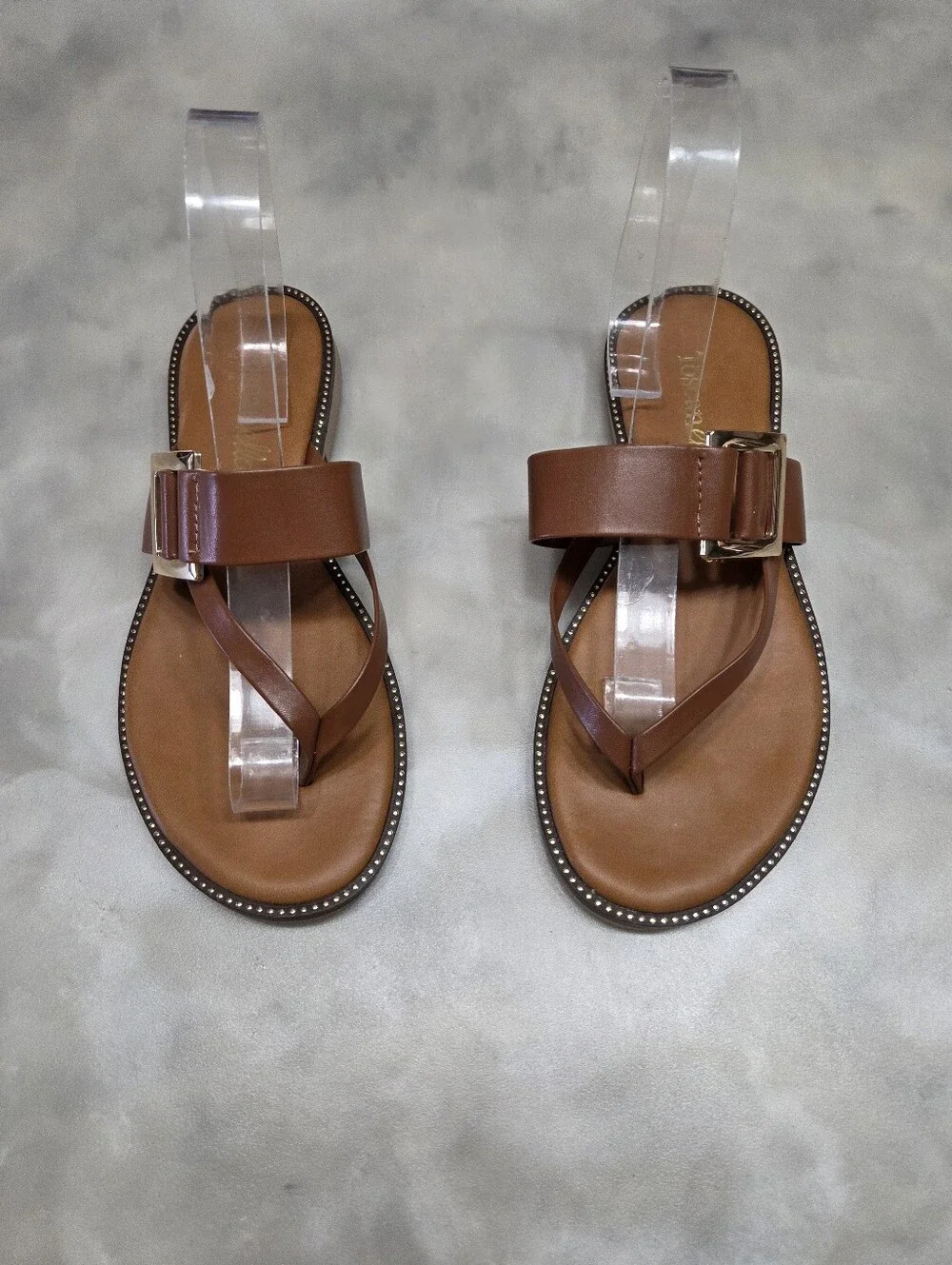 Toscanella Brown Buckle Thong Sandals Size 9.5